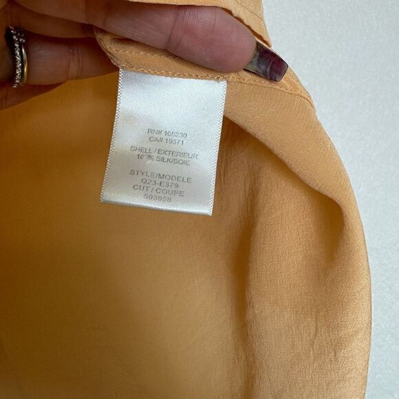 Equipment Women's Peach Silk Button Down Cap-Sleeve Blouse Top Size M - Picture 5 of 5